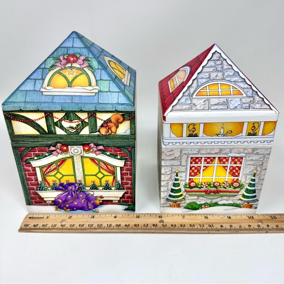 Vintage Mary Engelbreit Christmas Nesting Boxes Set of 3 Paperboard Whimsical - Picture 10 of 15
